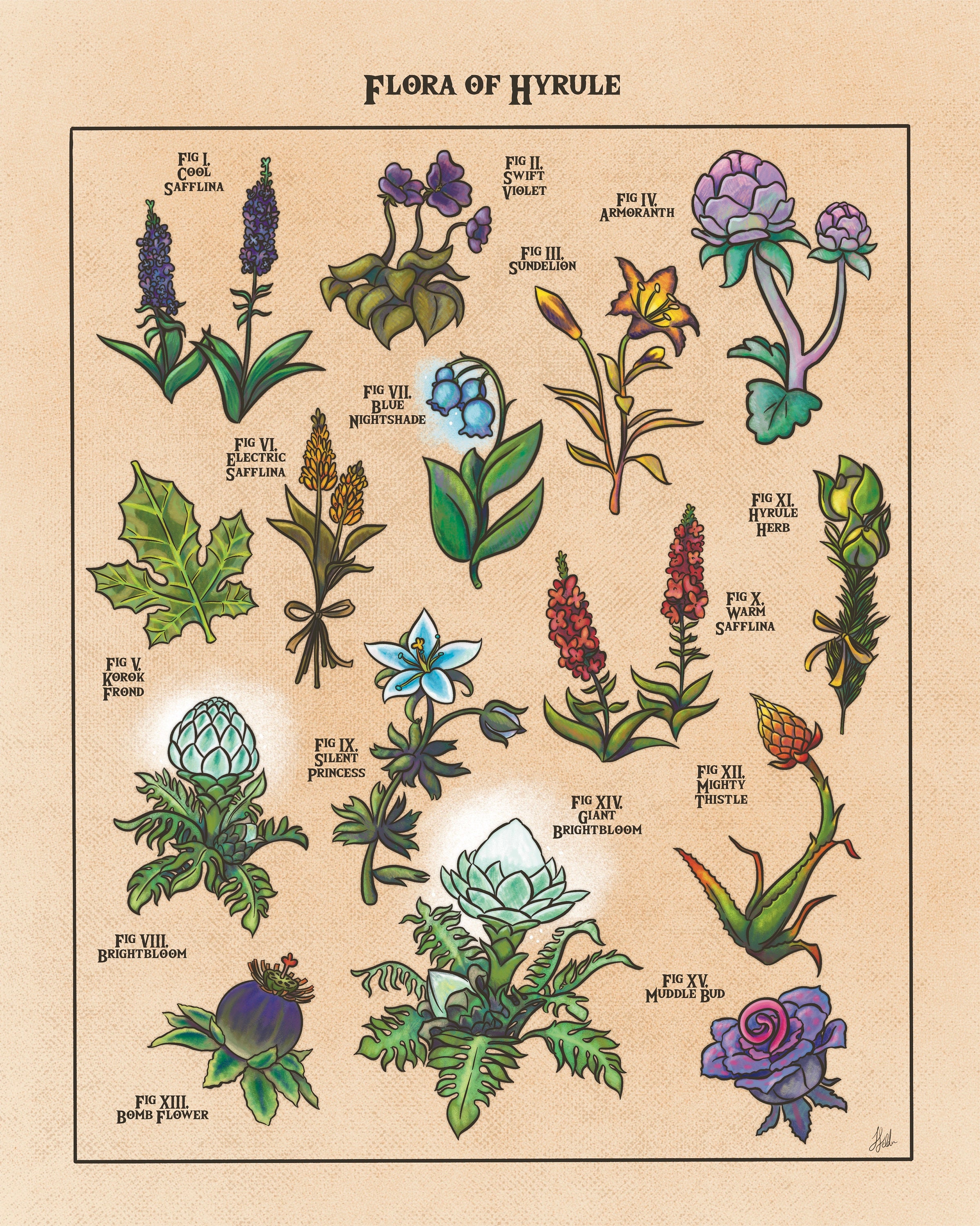 Flora of Hyrule - Video Game Inspired Art Print - Etsy