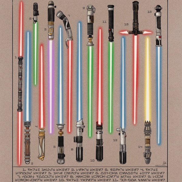 Lightsabers of Star Wars - Movie Inspired Art Print