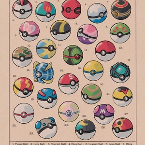 Poké Balls - Impresión artística inspirada en videojuegos