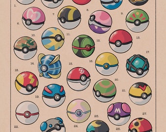 Poké Balls - Video Game Inspired Art Print