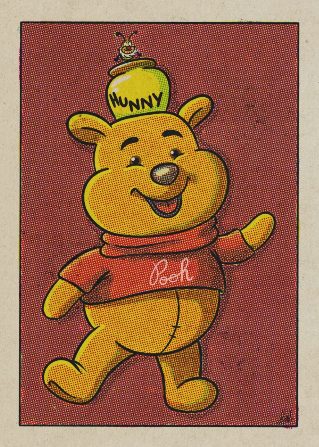 70s Pooh Bear Theme Parks Inspired Art Print Etsy