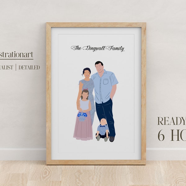 Family portrait painting from photo, cartoon family portrait, family guy portrait, Custom Portrait,loss of mother,Loss of Father