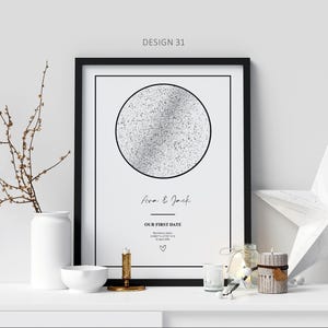 Custom Star Map | First Date Map | Framed Star Map | Gifts for Couples | Long Distance Gift | Map Coordinates | Romantic Wall Art