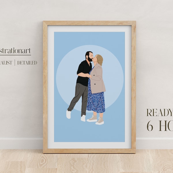 Impresión personalizada sin rostro, dibujo de línea personalizado, pintura de pareja única, regalo familiar, arte minimalista, decoración de