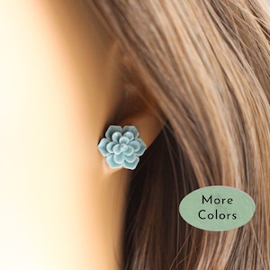 Succulent Earrings, Plastic Post Earrings, Metal Free Earrings, Earrings for Sensitive Ears, Hypoallergenic Studs, Non Metal Earrings