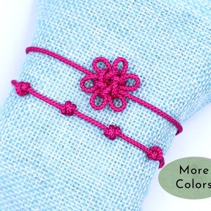 Daisy Bracelet, Set of 2 Bracelet, Friendship Bracelet, Adjustable Knot Bracelet, Textile Bracelet, Tie the Knot, Korean Traditional Knot