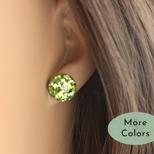 Resin Glitter Earrings, Plastic Post Earrings, Resin Studs, Metal Free Earrings for Sensitive Ears, Hypoallergenic Studs