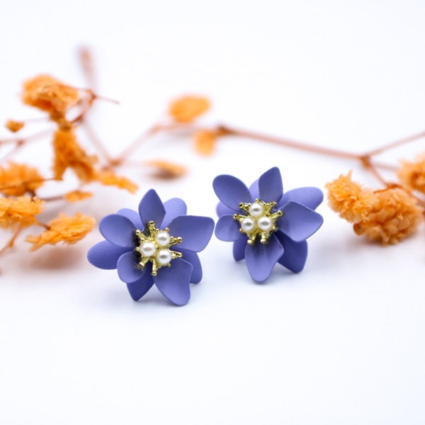 Lilac Flower Earrings, Plastic Post Earrings, Earrings for Sensitive Ears, Hypoallergenic Studs, Purple Flower Earrings, Plastic Post Studs