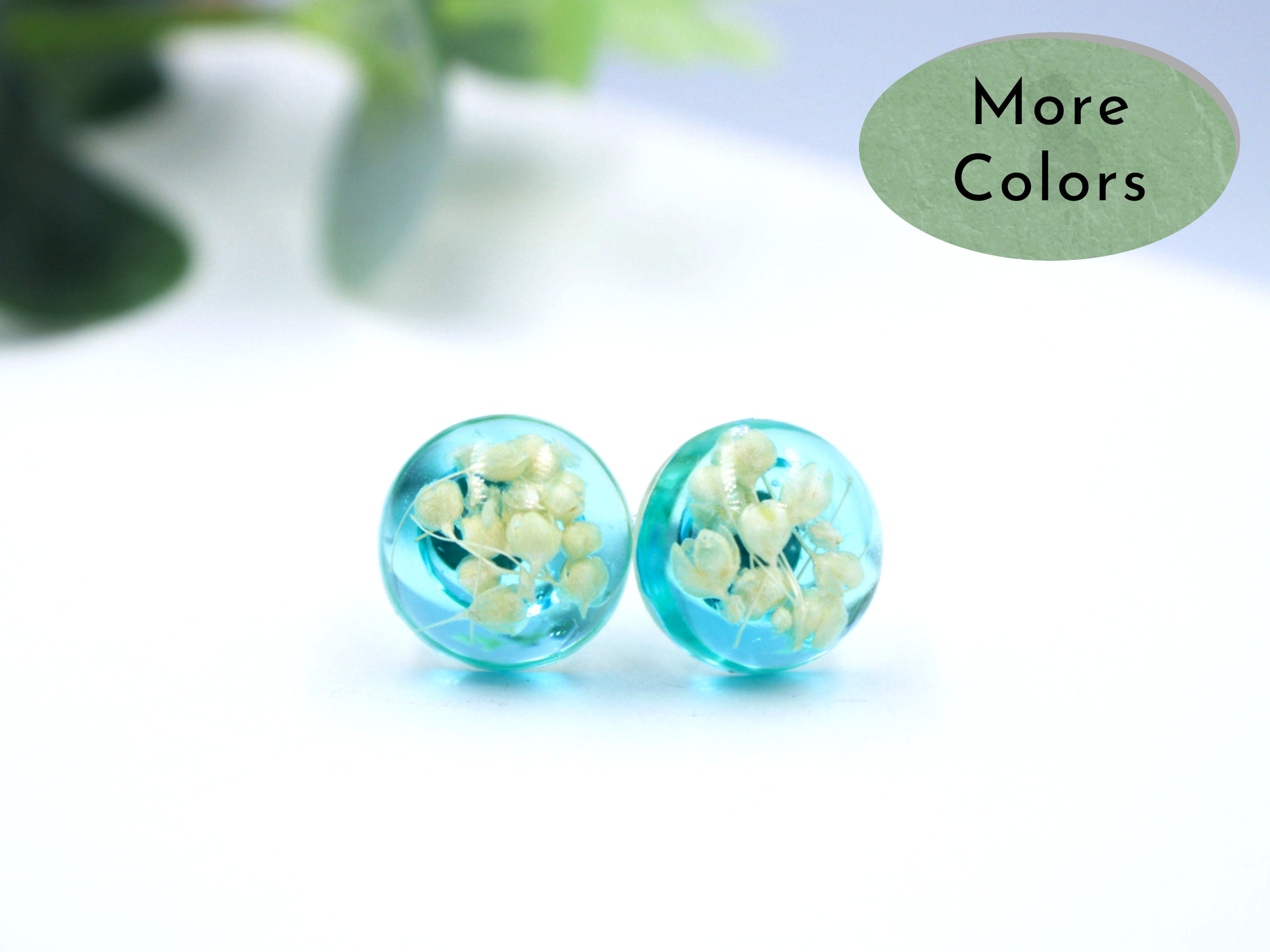 Dried Flower Earrings, Real Flower Studs, Hypoallergenic Earrings for Sensitive  Ears, Plastic Post Earrings, Resin Jewelry 