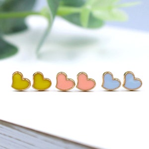 Heart Stud Earrings, Plastic Post Earrings, Metal Free Earrings, Earrings for Sensitive Ears, Hypoallergenic Studs, Non Metal Earrings