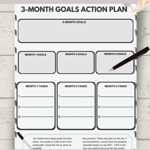 3 month Goals Action Plan Goals Printable Action Plan Worksheet Goals