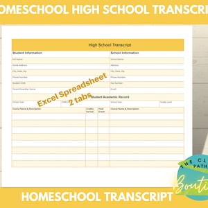 Homeschool High School Transcript | Editable Highschool Transcript | Student Grade Tracker | Track Student Activities | Printable