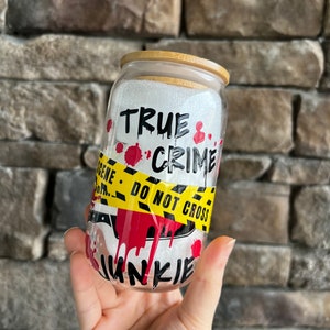 True Crime Junkie Coffee Cup, Iced Coffee Cup, Crime Show Cup, Crime Show Junkie, True Crime Junkie Gift, True Crime Gift, True Crime Cup