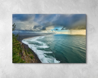 Moody Landscape of the Oregon Coast, Stormy Seascape at Neahkahnie Viewpoint, Coastal Photography Wall Art Canvas, Paper & Metal Photo Print