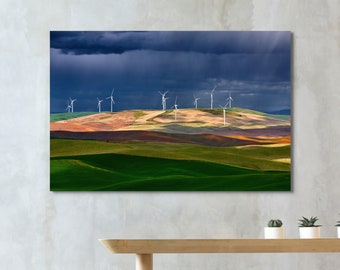 Palouse Hills Storm, Photo Print, Spring Day Landscape, Wall Art,  Wrapped Canvas, Dramatic Weather Photography, Modern Environmental Decor