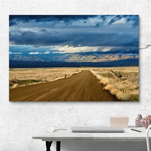 Eastern Oregon Scenic Landscape, Dramatic Sky Clouds, PNW Nature Photography: Paper & Metal photo print, Canvas Wall Art