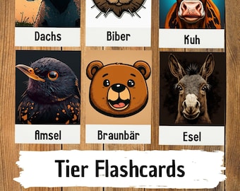 Flashcards Tiere Europas - Flashcards für Kinder | Spielerisches Lernen für Kindergarten, Vorschule und Schule | Lustige Tiere für Kids