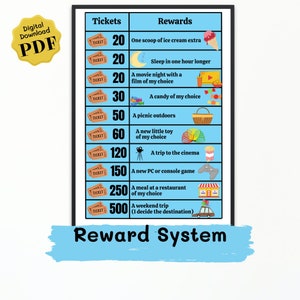 Reward system for children | Incentive system for daily tasks | responsibility chart | instant download - blue version