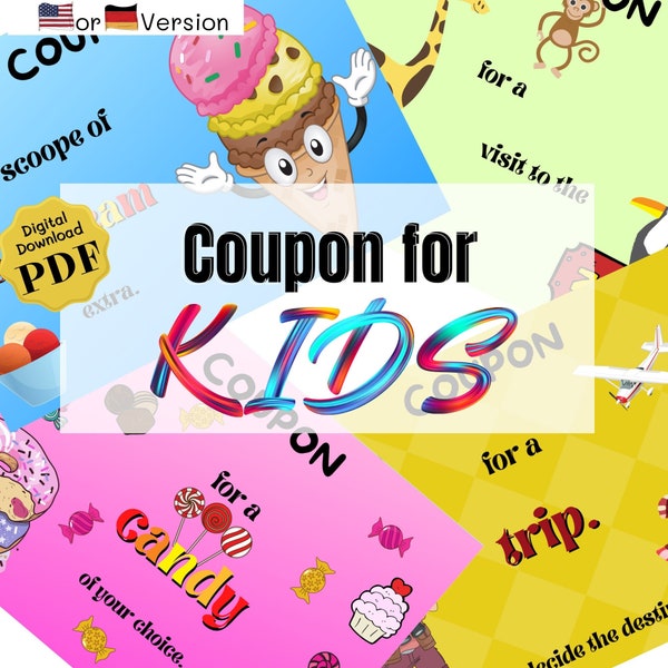 12 coupons for kids | colorful vouchers to print yourself | filled vouchers for any child's birthday party