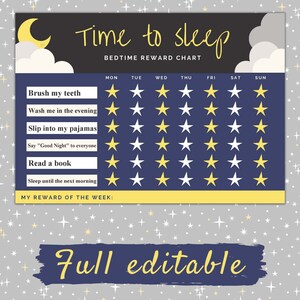 Sleep Reward Chart | Printable Behavior Chart | Chore Chart for kids | Instant download