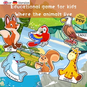 Animal Flash Cards | Montessori Card Matching Game for Kids and Toddler Gifts | Homeschool Resources | Animal Playing Cards