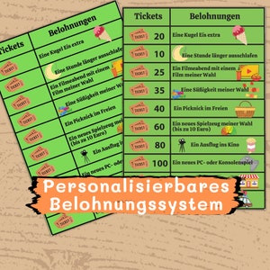 Belohnungsliste für Kinder | Tägliche Routinen mit Belohnungen | Hausarbeitstabelle für Kinder | Belohnungssystem und Verantwortungsliste
