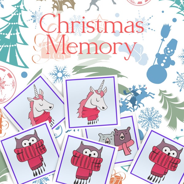 Christmas Memory Game Cards | Matching Card Game for Kids | Montessori Materials | Montessori Card Game | Merry Christmas Gifts