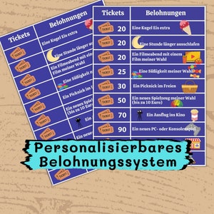 Belohnungsliste für Kinder | Tägliche Routinen mit Belohnungen | Hausarbeitstabelle für Kinder | Belohnungssystem und Verantwortungsliste
