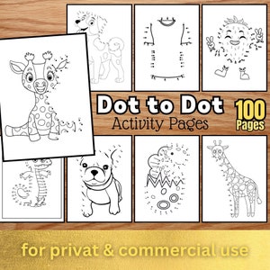 100 Dot to Dot Pages No 1 | Coloring Pages Kids and Toddlers | Connect the Dots | Dot-to-Dot Activity Pages | Digital Coloring Printable