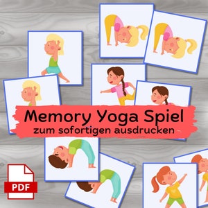 Gedächtnisspiel Yoga-Karten | Passendes Kartenspiel für Kinder | Montessori-Materialien | Memory Kartenspiel | Brettspiel zum ausdrucken