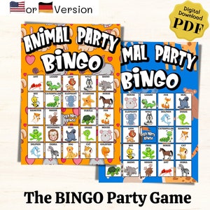 Jogo de bingo de animais para crianças | Jogos de tabuleiro para impressão | Jogos de bingo | Jogos para crianças | Cartões feitos à mão | Recursos escolares em casa