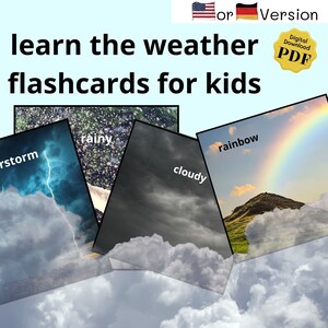 Cartes météo imprimables | cartes flash | Puzzle Matching Card Game | Matériel Montessori | Cartes faites à la main | Téléchargement instantané