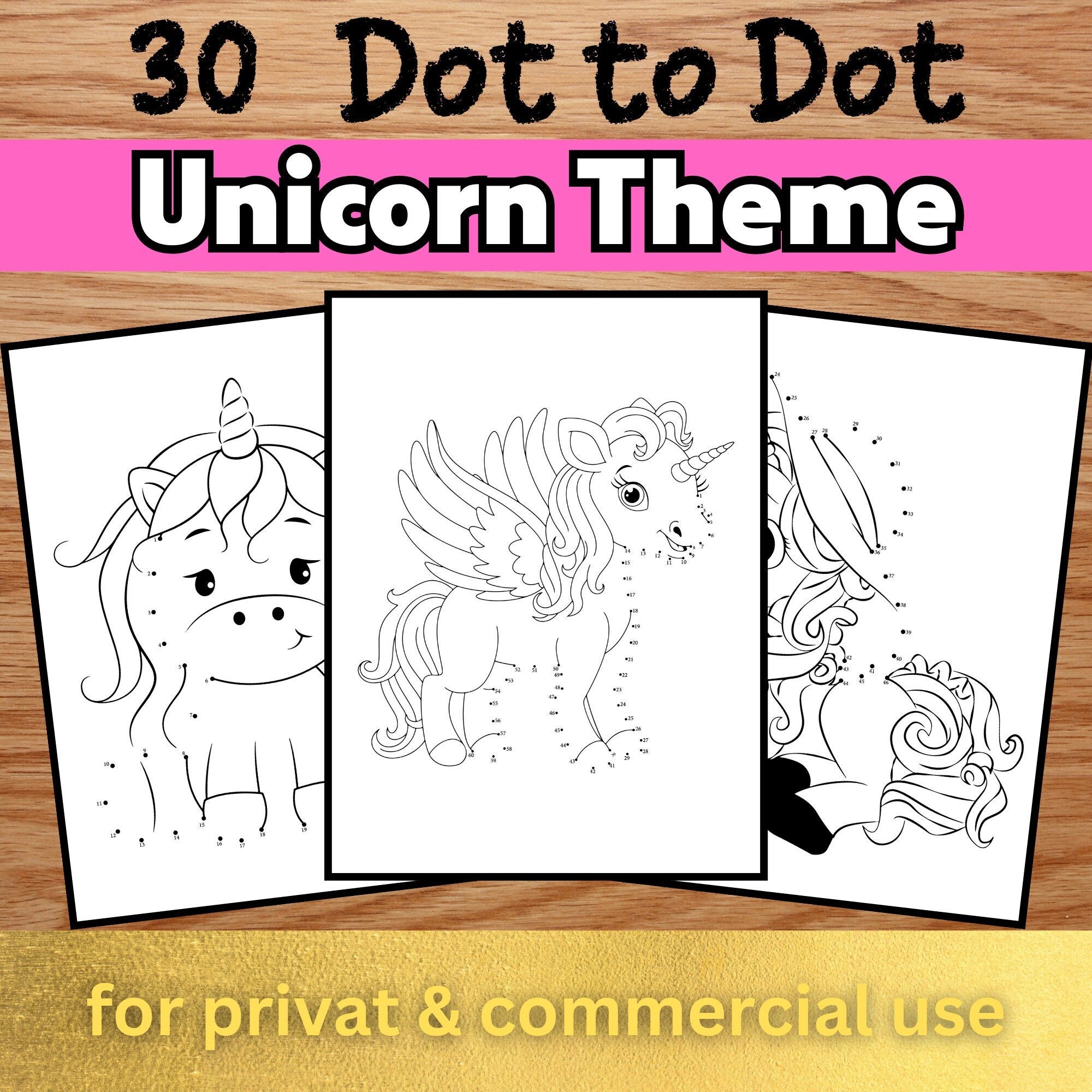 Unicorn Dot Marker Coloring Pages: Printable PDF Coloring Activity Pages  for Kids, Unicorn Dot Coloring Pages, Unicorn Do a Dot Painting 