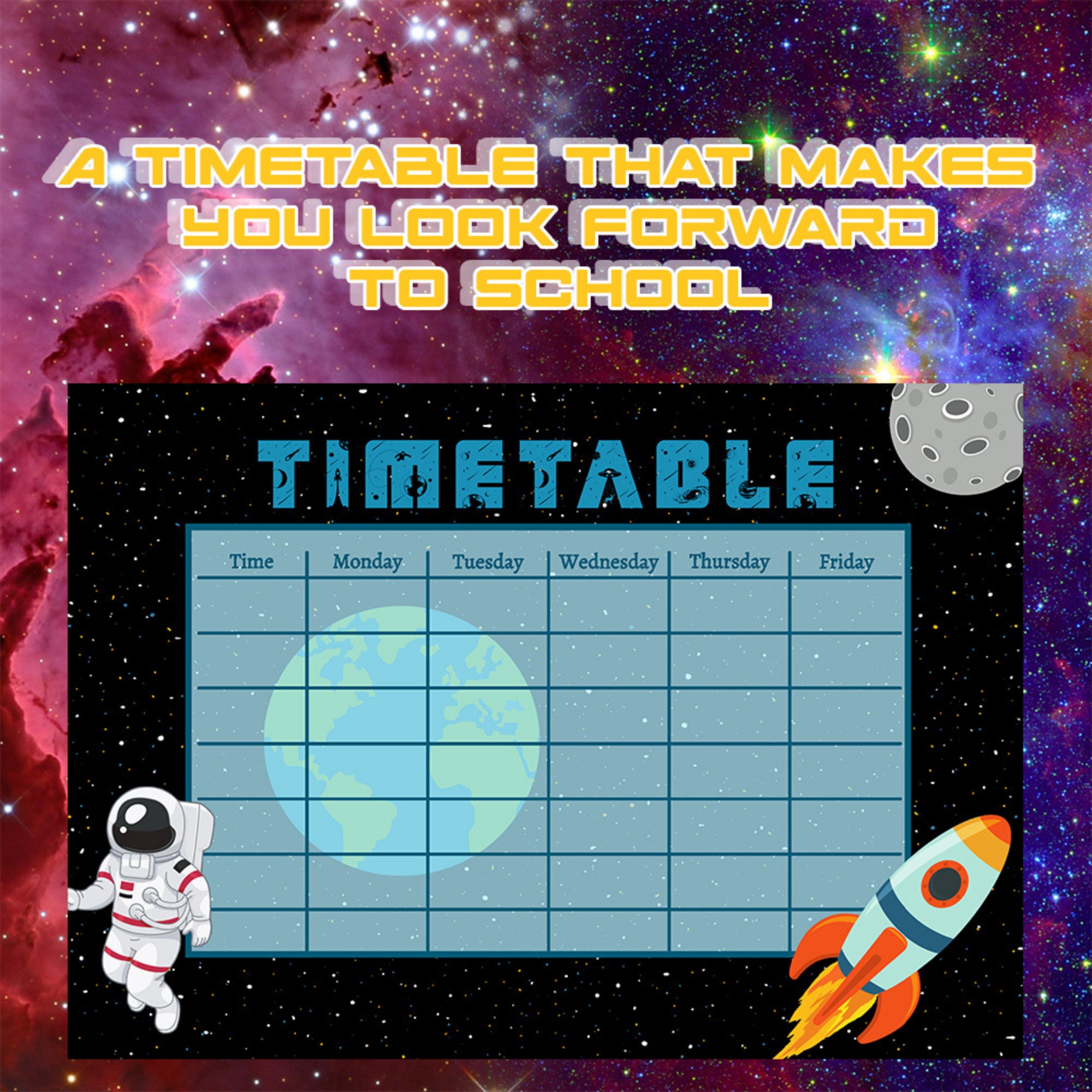 Space Timetable Space Timetable for Kids | German and English Timetable Printable for ...