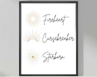 ACOTAR TOG Crescent City Print, Cursebreaker Fireheart Starborn (Digital Download)