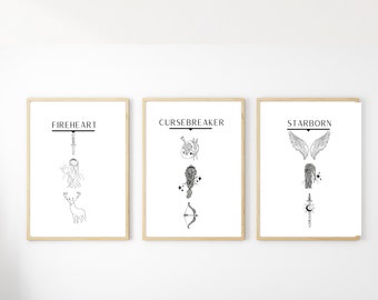 Feyre, Bryce, Aelin Print, Sarah J Maas Inspired Art (Digital Download)