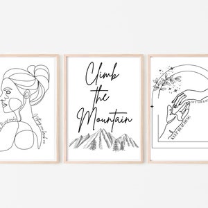 Paquete de decoración de pared ACOTAR Nesta y Cassian escalan la montaña, sigue extendiendo tu mano Yo soy la roca, Sarah J Maas, ACOTAR, ACOSF