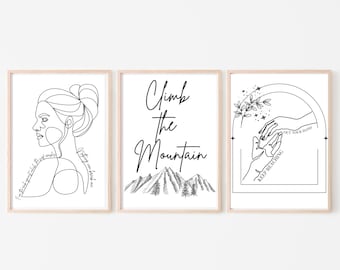 ACOTAR  Wall Decor Bundle Nesta and Cassian Climb the Mountain, Keep Reaching Out your Hand I am the Rock,  Sarah J Maas , ACOTAR, ACOSF
