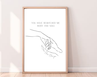 Pride and Prejudice Print, You Have Bewitched Me Quote (Digital Download)