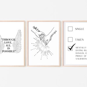 Crescent City Wall Decor Bundle-Bryce and Hunt, Ruhn Danaan,  Bryce and Danika, Light it Up Digital Download - Wall Print Gift for Her