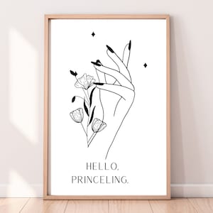 Manon and Dorian Quote- Hello, Princeling- Throne of Glass Wall Decor-Digital Download - Wall Print Gift for Her, Best Friend, TOG