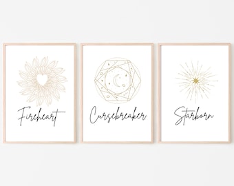 Sarah J Maas Print Set, Feyre, Bryce, Aelin, Bookish Wall Art (Digital Download)