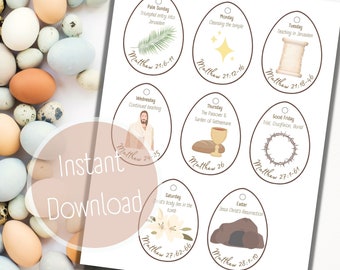 Easter Egg Holy Week Ornaments/Garland Printable | Digital Download |  Easter Advent Calendar | Easter Tree