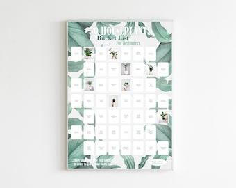 50 Houseplants Bucket List For Beginners, plant poster, wall decor, plant parent, plant collection, plant bucket list, bucket challange