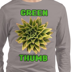 Green Thumb Garden Lover&#39;s Storm Gray Unisex Long Sleeve T-Shirt for Men & Women