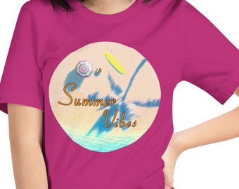 Summer Vibes Cool Vacation Unisex Short Sleeve Berry T-Shirt