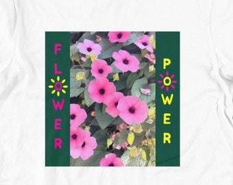 Flower Power Pink Poppy White (Style B) T-shirt unisexe à manches courtes pour homme et femme