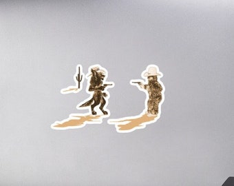Bigfoot Verses Dogman Gunfight Funny Bubble-free Stickers