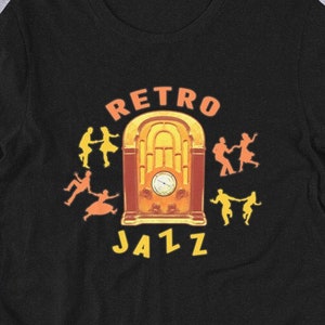 Retro Jazz Music Lover Musician short-sleeved Unisex Black t-shirt for men & women