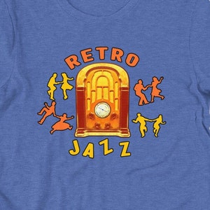Retro Jazz Music Lover&#39;s Musician short-sleeved Unisex HeatherTrue Royal Blue t-shirt for men & women